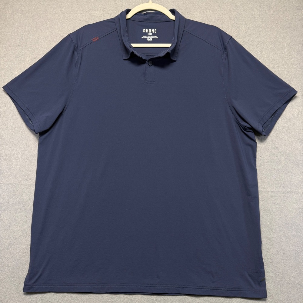 Rhone Mens Navy Blue Short Sleeve Performance Polo Shirt XL Golf Commuter‎